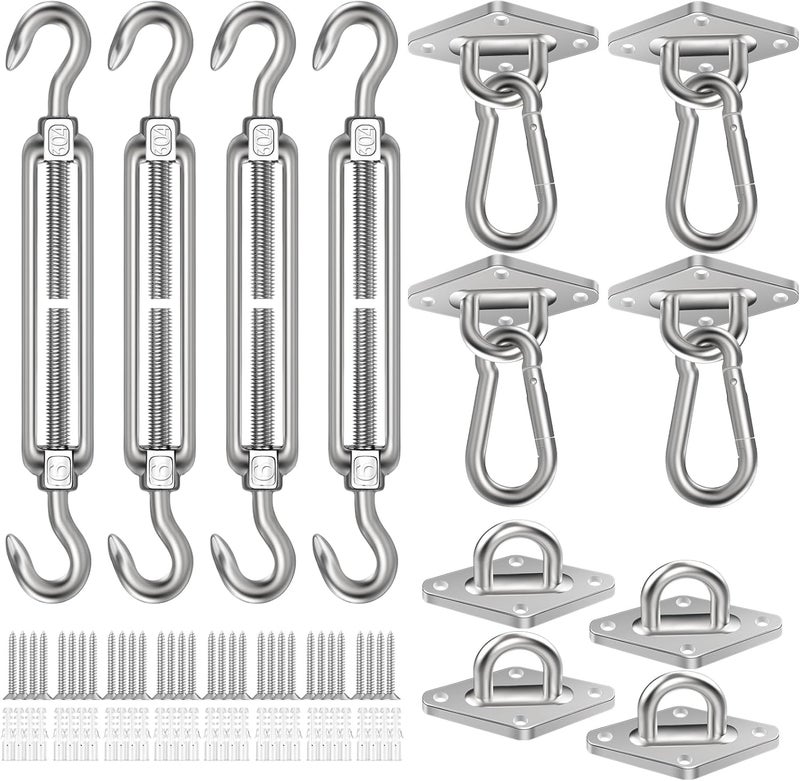Spiglamm 6 Inch Shade Sail Hardware Kit for Triangle Rectangle Installation, 304 Stainless Steel Shade Sail Hardware Accessories for Outdoor Patio Canopy Garden, Heavy Duty Fixing Attachment 80 Pcs - Image 2